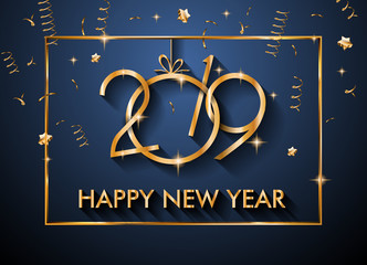 Fototapeta na wymiar 2019 Happy New Year Background for your Seasonal Flyers and Greetings Card
