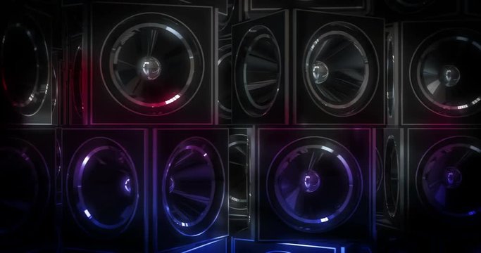 Music Speakers Rotating with Colour background