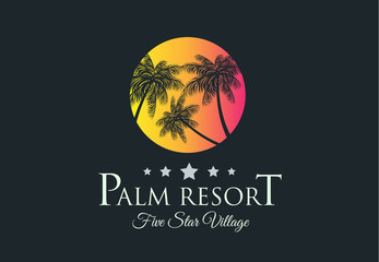 Creative Palm Resort Logodesign for tropical Village brand identity