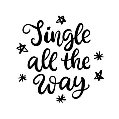Christmas ink hand lettering. Jingle all the way phrase