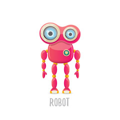 vector funny cartoon pink friendly robot character Isolated on white background. Kids robot logo design template