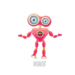 vector funny cartoon pink friendly robot character Isolated on white background. Kids robot logo design template