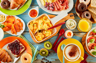 Colorful healthy selection of food for breakfast