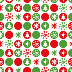 Classic retro geometric Christmas pattern in traditional colors with round elements