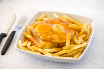 Francesinha - traditional cuisine from Porto, Portugal