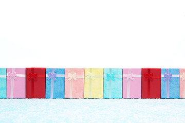 Christmas background with gift boxes.