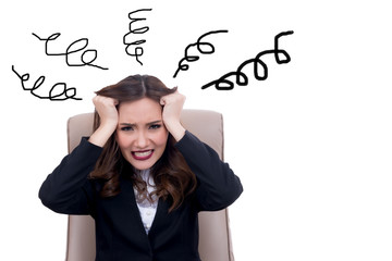 Portrait of asian lady stress on white background,business woman angry concept