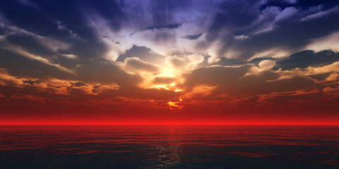 magnifique coucher de soleil sur l& 39 océan