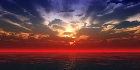 Papier Peint photo Rouge violet magnifique coucher de soleil sur l& 39 océan
