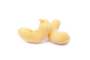 Roasted salted cashews isolated on a white background