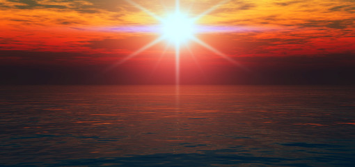 Obraz na płótnie Canvas beautifully sunset over ocean