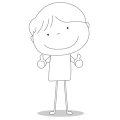 Boy giving thumbs up, cartoon style illustration