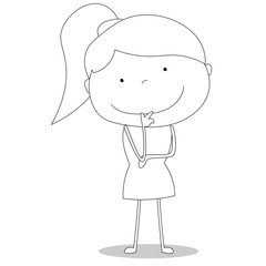 Girl thinking, cartoon style illustration