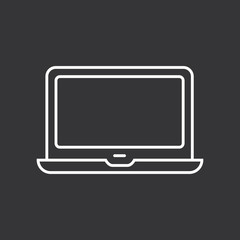 Laptop icon on black background. Modern simple flat device sign. Vector illustration.