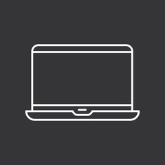 Modern laptop icon on black background. Modern simple flat device sign. Vector illustration.