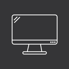 Monitor icon on black background. Modern simple flat device sign. Vector illustration. 