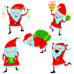 Set with Santa Claus. Cute Christmas winter collection.
