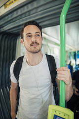 Man Travelling On Tram