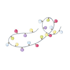 Garland Isolated on a White Background Xmas Hand Drawn Illustration