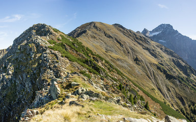Fototapeta na wymiar Mountains and peaks landscape, natural environment. Hiking in the alps. Tirol, Austria, Europe