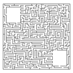 Complex maze puzzle game (high level of difficulty). Labyrinth with free space (empty panel) for your character or text 