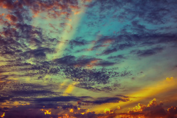 Naklejka premium Sky with clouds at sunset during dusk