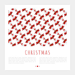 Christmas concept with funny Santa Claus and place for text. Modern vector illustration in flat style.