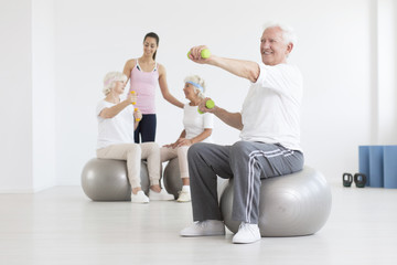 Man on exercise ball