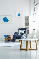 Table in bright kid's room