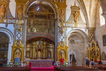 Fototapeta na wymiar SALAMANCA 10 September 2017: inside of a church Christian in Salamanca Spain