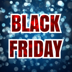Black Friday poster on dark blue background with bokeh lights. EPS 10 vector