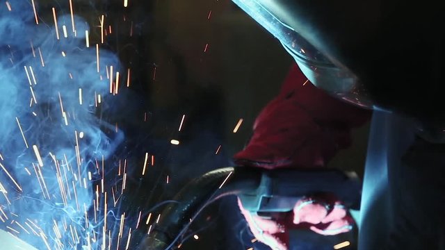 welder at work, closeup