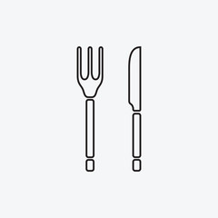 Set Icon graphic fork and knife. Black and white pictogram for web design. Vector flat illustrations, logo