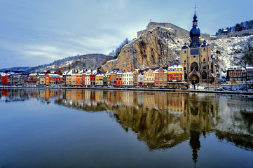 The citadel, Collegiate Church and Meuse, Dinant, Belgium