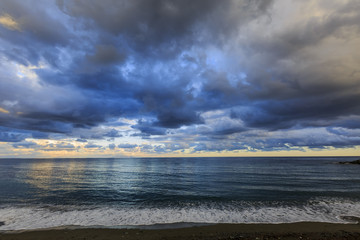 A sunrise on a beach on the Corsica Island in France