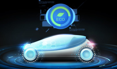 futuristic concept car with eco icon