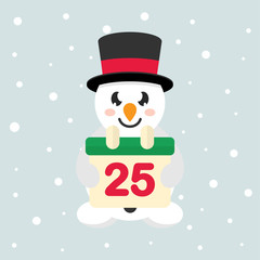 cartoon snowman with calendar