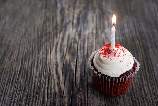 Single Cupcake With One Candle