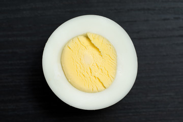 Sliced boiled egg. Concept of food and organic farm products.