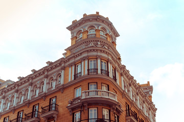 Traditional antique city building in Madrid