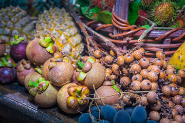 Thai fruits in the garden to bring tourists to eat.