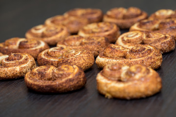 Cinnamon cookie. Concept of food and pastry products.