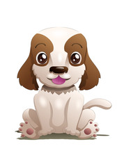 illustration of a happy dog sitting on isolated white background
