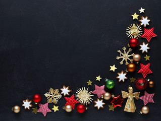 Christmas decoration on black background 