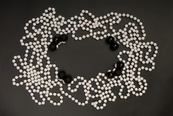 creative frame for New Year's post card, black backgrounds, black and white Christmas card, gothic style