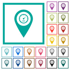 Speedcam GPS map location flat color icons with quadrant frames