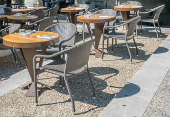 Outdoor restaurant with sunlight