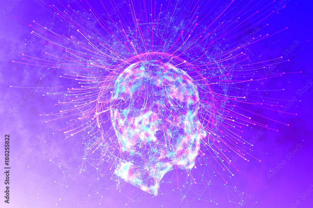 Wall mural artificial intelligence and mind concept