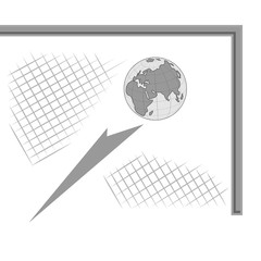 a football field and there are gates. the ball flies quickly into the corner. Isolated on white background.
