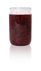 jar of homemade raspberry preserve